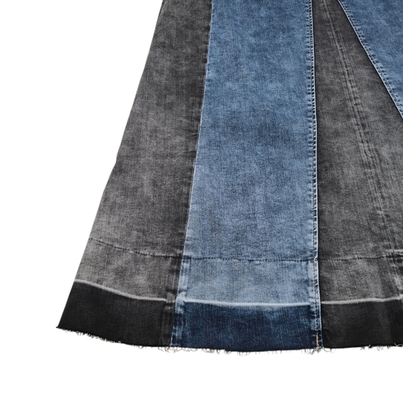 Wash Lab Denim Mixed Denim Maxi Skirt - Picture 6 of 14